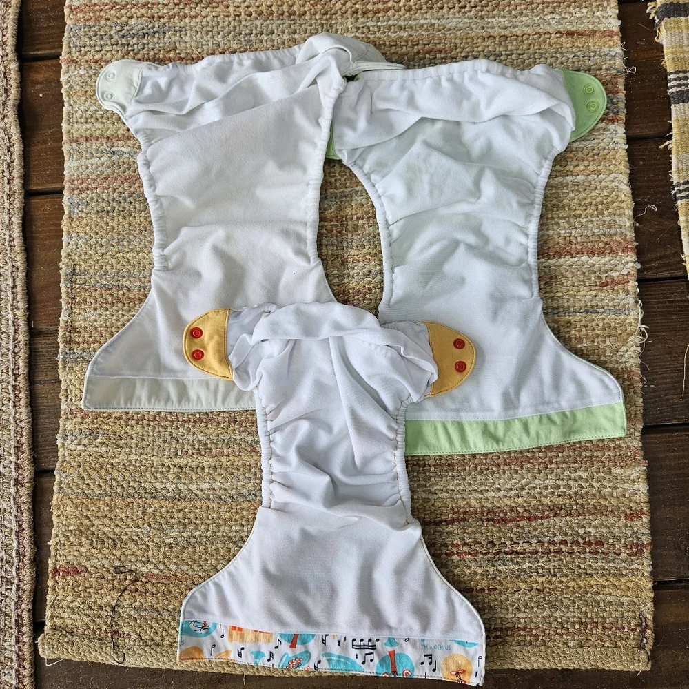 BumGenius Diaper Covers - Lime, Cream, Music Print